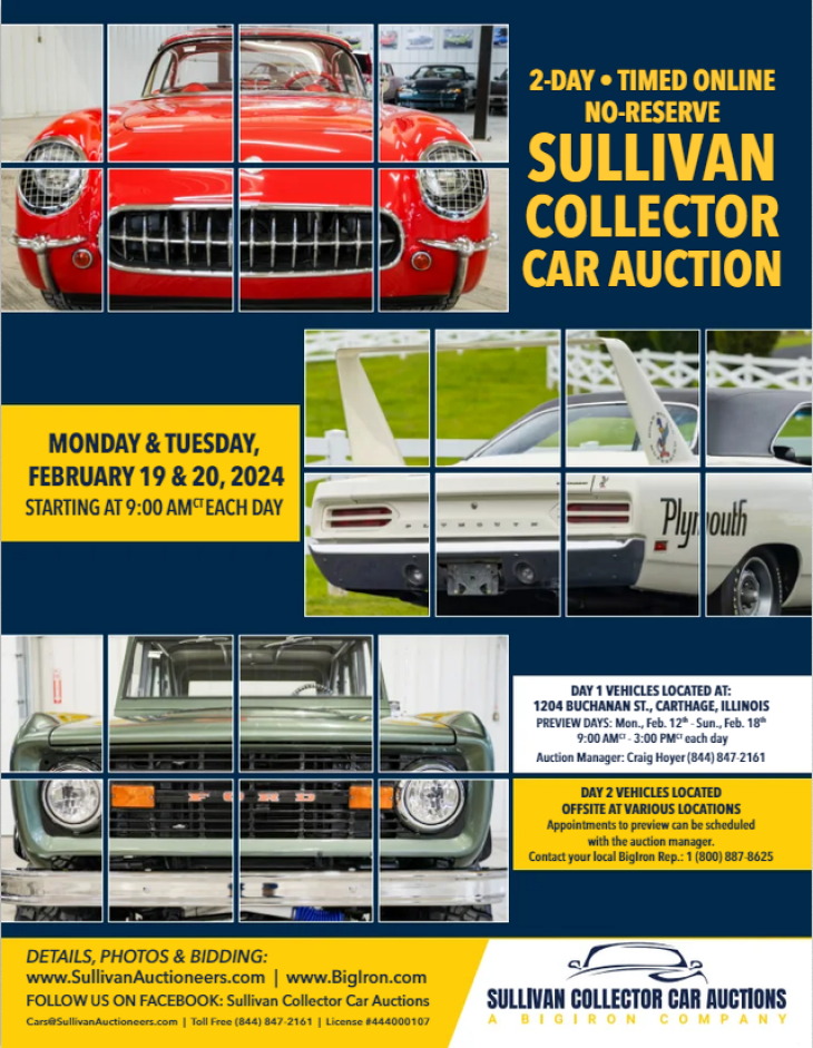 TWO DAY NO RESERVE COLLECTOR CAR AUCTION Online Only Classics